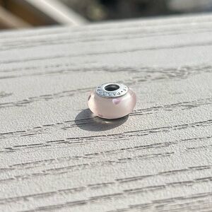 Retired Pandora Pink Polka Dots Murano Glass Charm, See Condition Detail